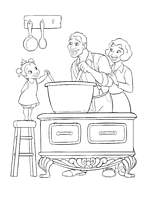 coloriage tiana cuisine avec ses parents